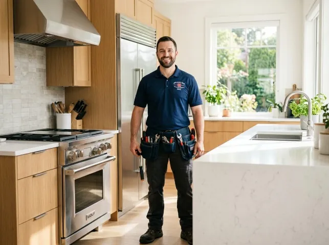 Appliance Repair Hero technician in a Browntown, WI kitchen after an appliance repair